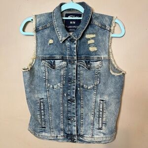Custom Silver Jeans Co. Denim Jean Vest Distressed Faded Women Size Medium GUC!